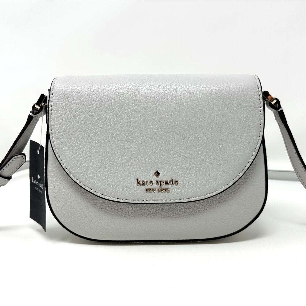 Kate Spade Leila Mini Flap Crossbody Purse in Quill Grey Leather wlr00396